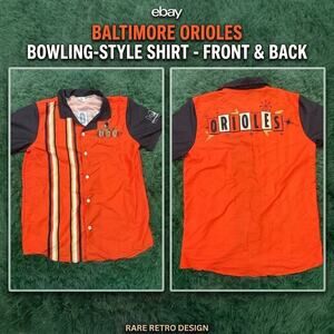 Baltimore Orioles O's Retro Bowling Shirt Jersey Fan Apparel Men's XL Orange